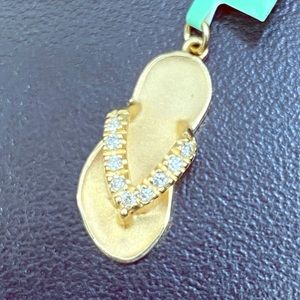 14k Yellow Gold and Diamond Flip Flop Charm